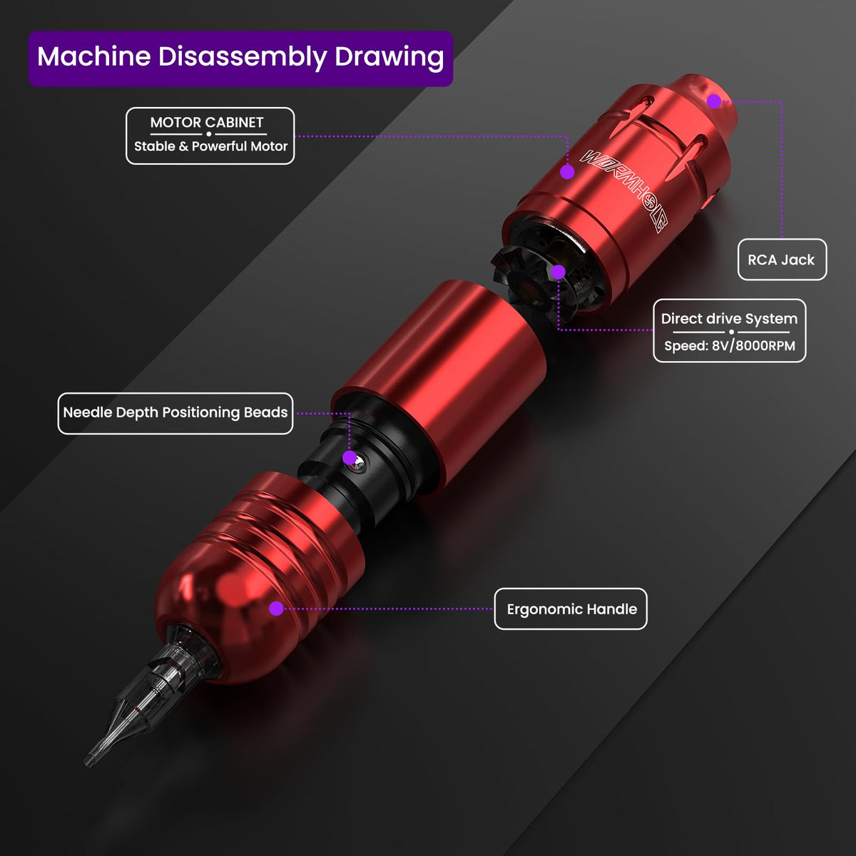 Wormhole Tattoo Kit components including power supply and practice skins