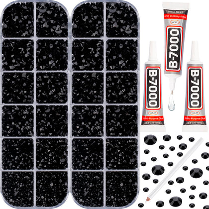 Worthofbest 11000PCS black flatback rhinestones kit front view