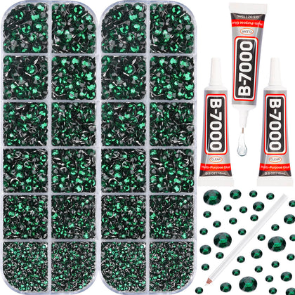 Worthofbest 11000PCS emerald green rhinestones kit front view