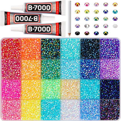 Worthofbest 32000Pcs Rainbow Colourful Rhinestones Bedazzling Kit front view