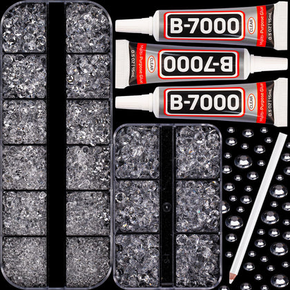 Worthofbest rhinestones flatback kit 7500Pcs with glue and tools