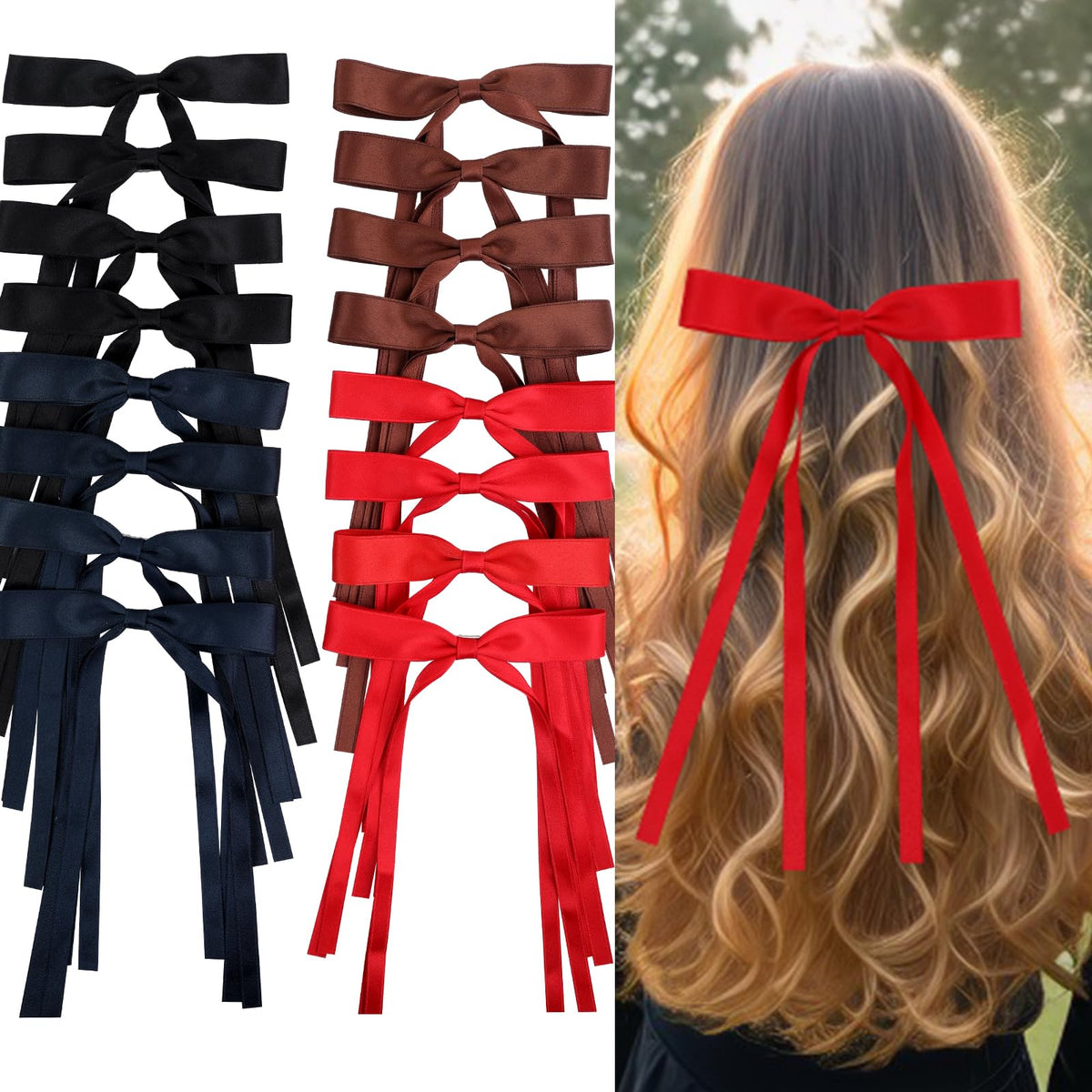 WORTL Hair Bows Clips demonstrating long tail design