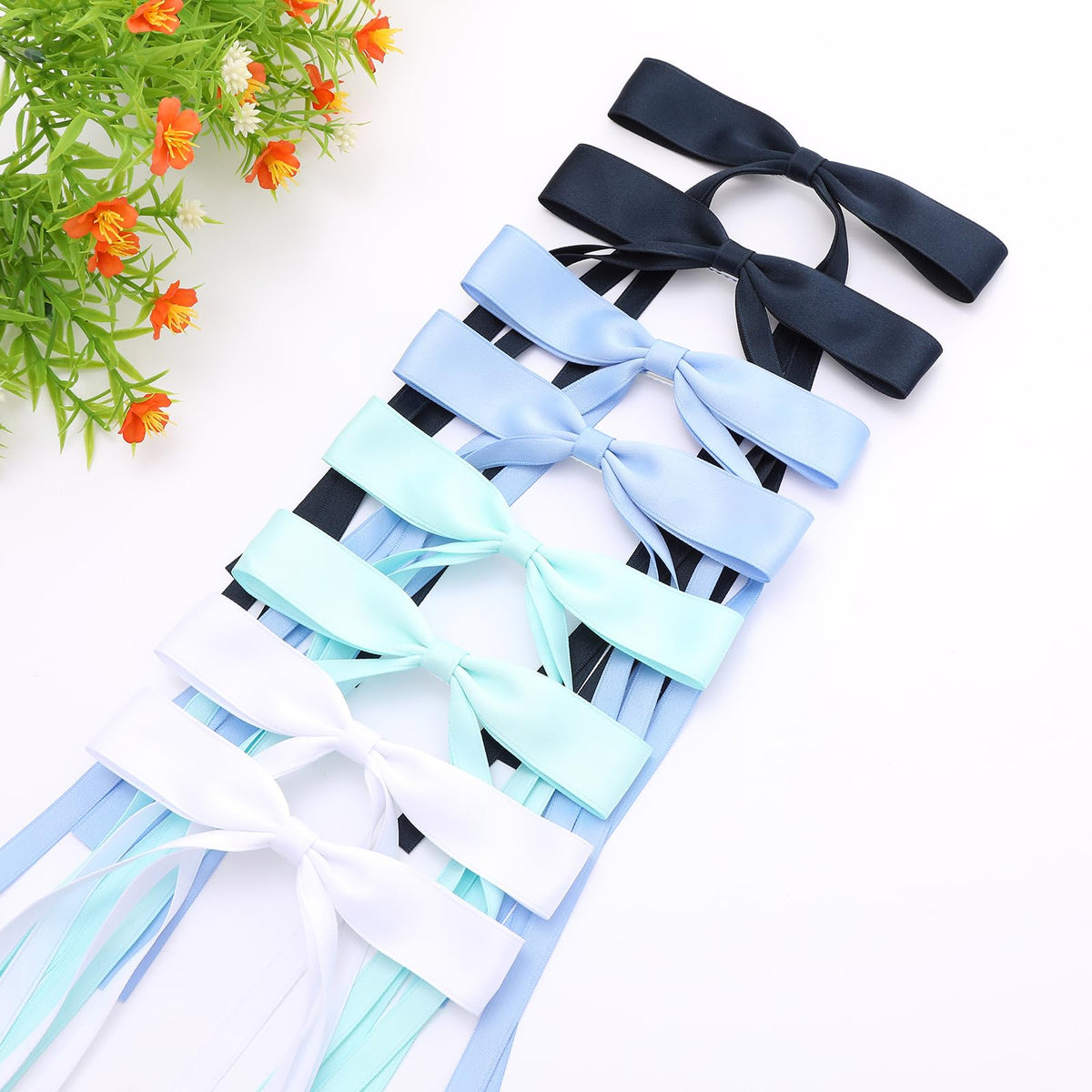 WORTL Hair Bows in light green and navy blue