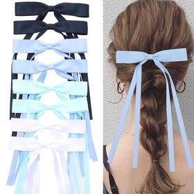 WORTL Hair Bows set of 8 in various colours including white and blue