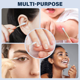 WOWOTEX Bamboo Cotton Swabs being used for makeup application