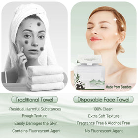WOWOTEX Bamboo Viscose Disposable Face Towels in use for makeup removal