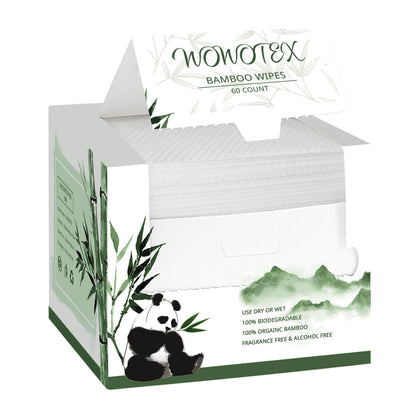 WOWOTEX Bamboo Viscose Disposable Face Towels packaging front view