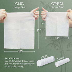 WOWOTEX Bamboo Viscose Disposable Face Towels stacked showing thickness