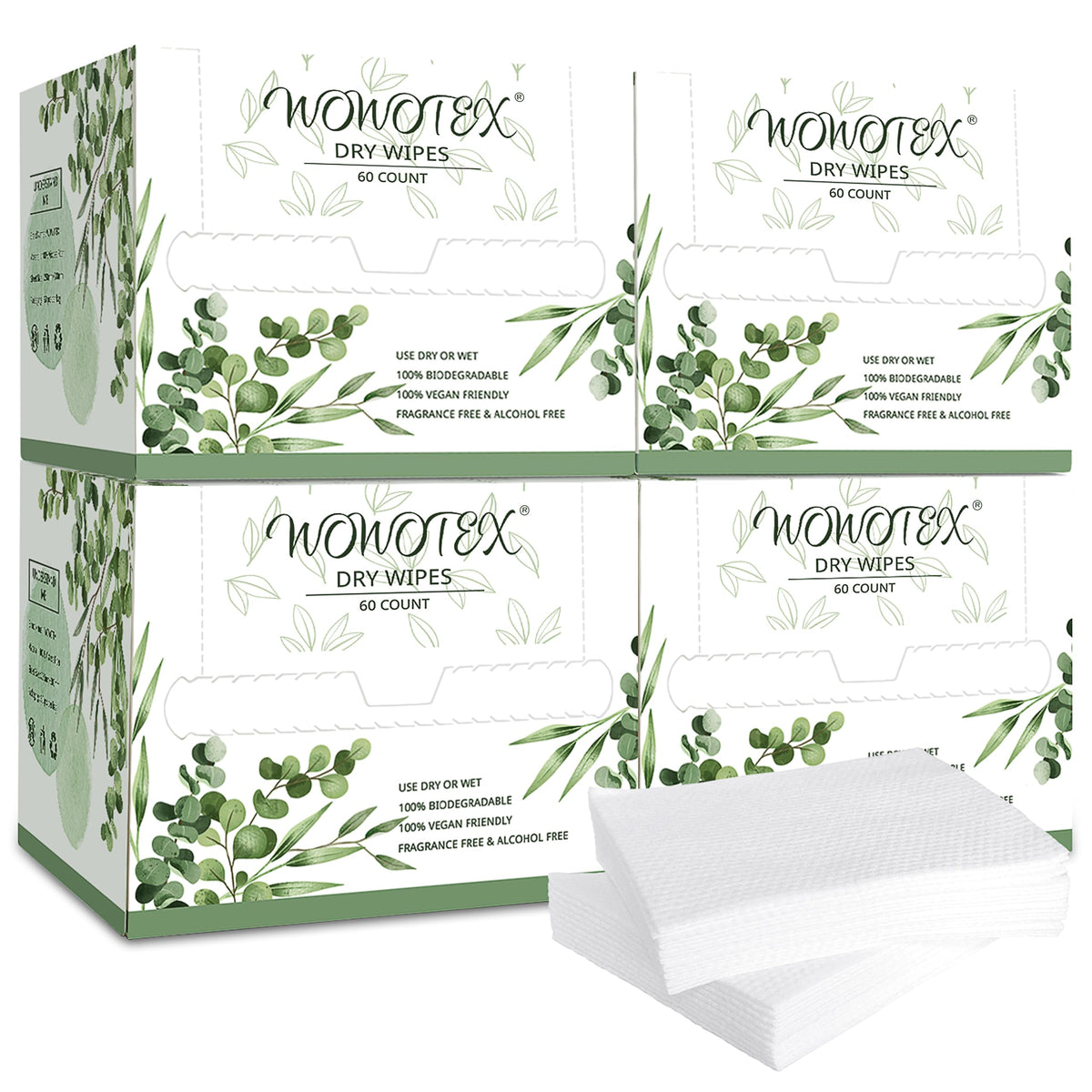 WOWOTEX biodegradable disposable face towel pack front view