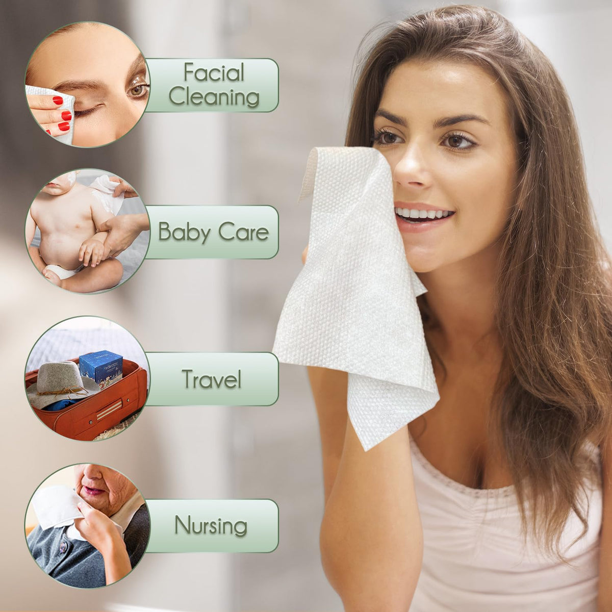 WOWOTEX Disposable Face Towels for make-up removal