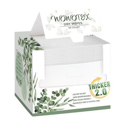 WOWOTEX Disposable Face Towels front view, 50 count box
