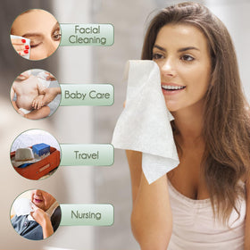 WOWOTEX Disposable Face Towels stacked neatly