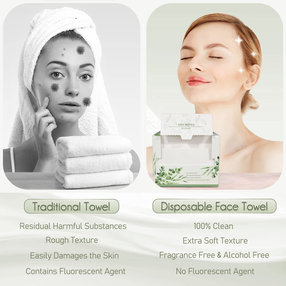 WOWOTEX face towel in use for makeup removal