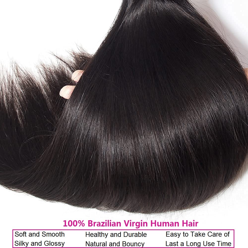 WOWQUEEN 10A Brazilian Straight Hair Bundles displayed on a table