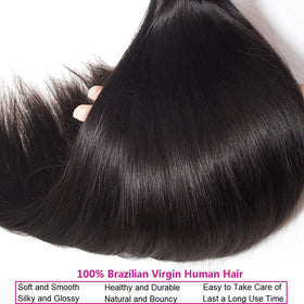 WOWQUEEN 10A Brazilian Straight Hair Bundles displayed on a table