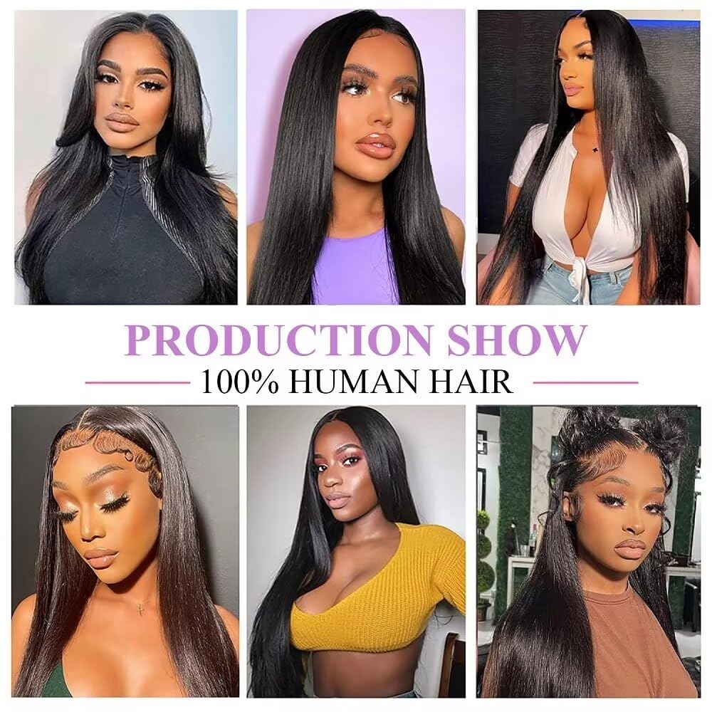 Wowqueen Beauty 10A Straight Bundles with Frontal displayed on table