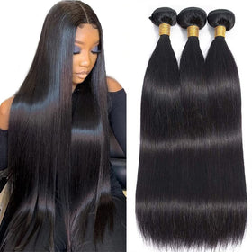 WOWQUEEN Brazilian Straight Human Hair Bundles 10A front view