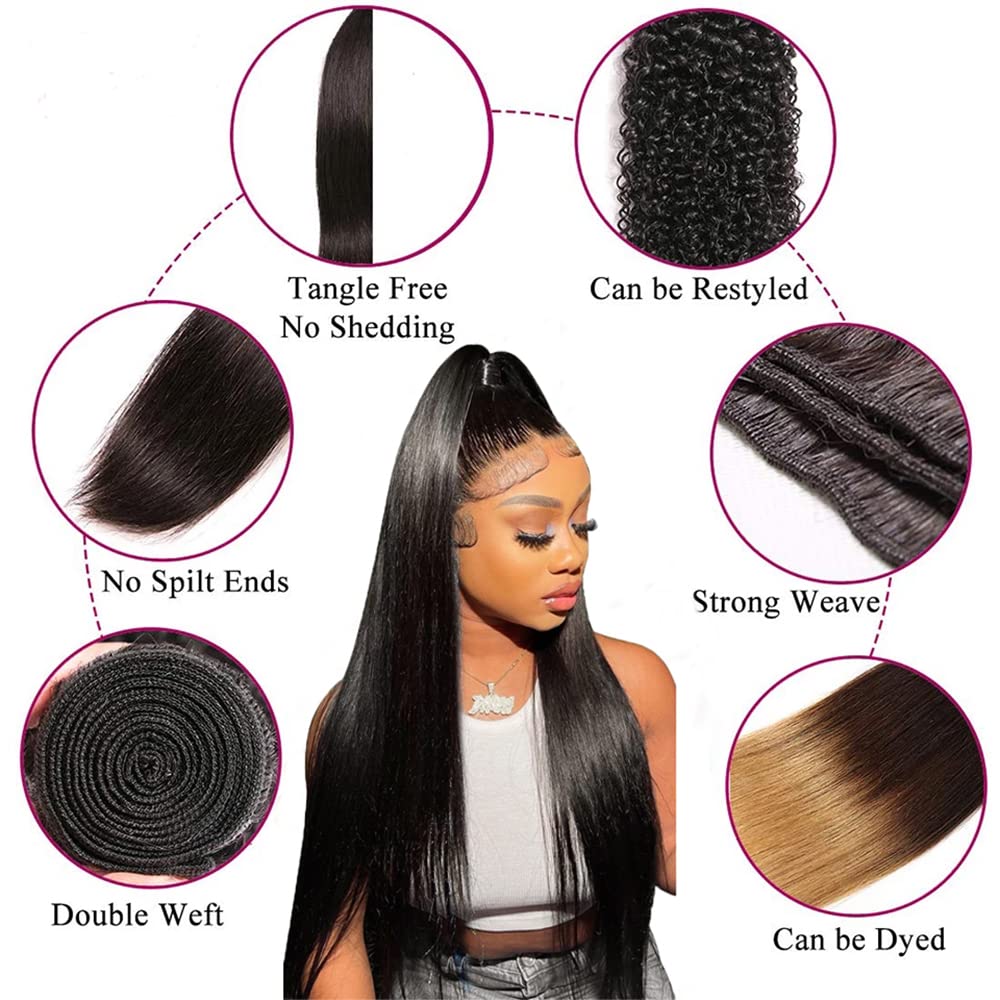 WOWQUEEN Straight Bundles with Closure back view