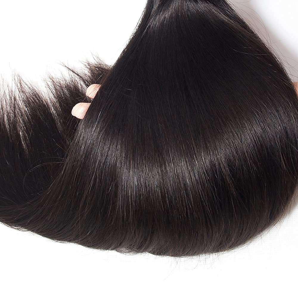 WOWQUEEN Straight Bundles with Closure texture detail