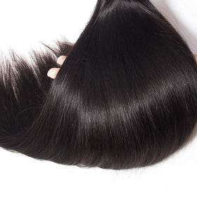 WOWQUEEN Straight Bundles with Closure texture detail