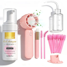 WOZUTUNT Eyelash Extension Cleanser Kit with lash shampoo and fan