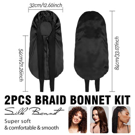 WOZUTUNT satin bonnet black on a bed