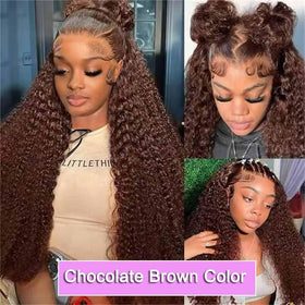 WPPIKK Chocolate Brown Lace Front Wig 24 Inch back view