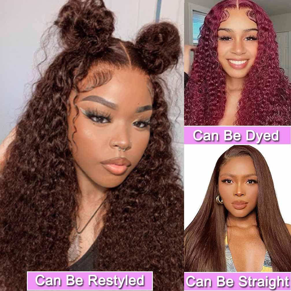WPPIKK Chocolate Brown Lace Front Wig 24 Inch close-up of lace