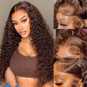 WPPIKK Chocolate Brown Lace Front Wig 24 Inch front view