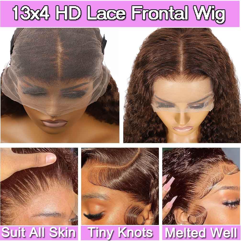 WPPIKK Chocolate Brown Lace Front Wig 24 Inch side view