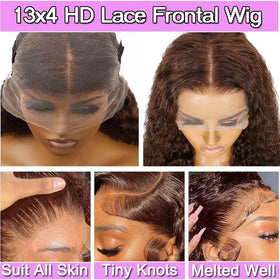 WPPIKK Chocolate Brown Lace Front Wig 24 Inch side view