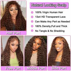 WPPIKK Chocolate Brown Lace Front Wig 24 Inch styled on mannequin