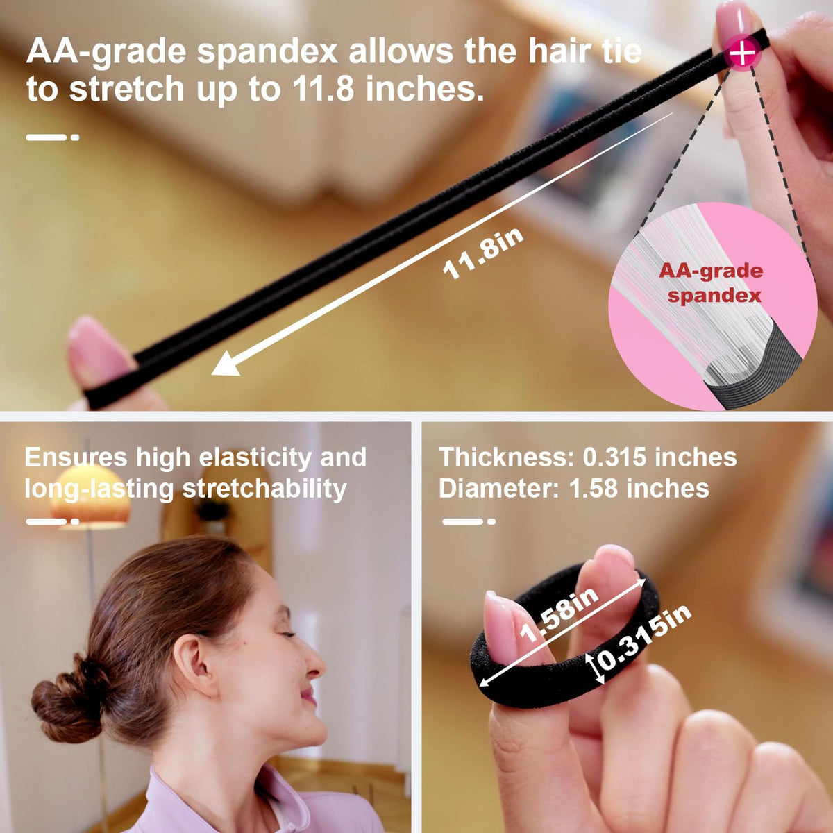 Wraphit hair ties showing strong hold for thick hair
