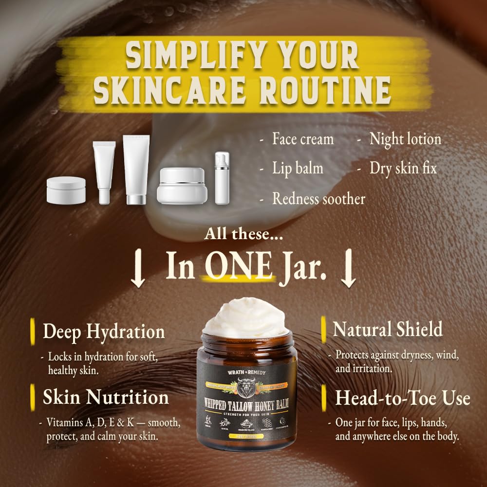 Wrath & Remedy Organic Beef Tallow Whipped Honey Balm packaging details