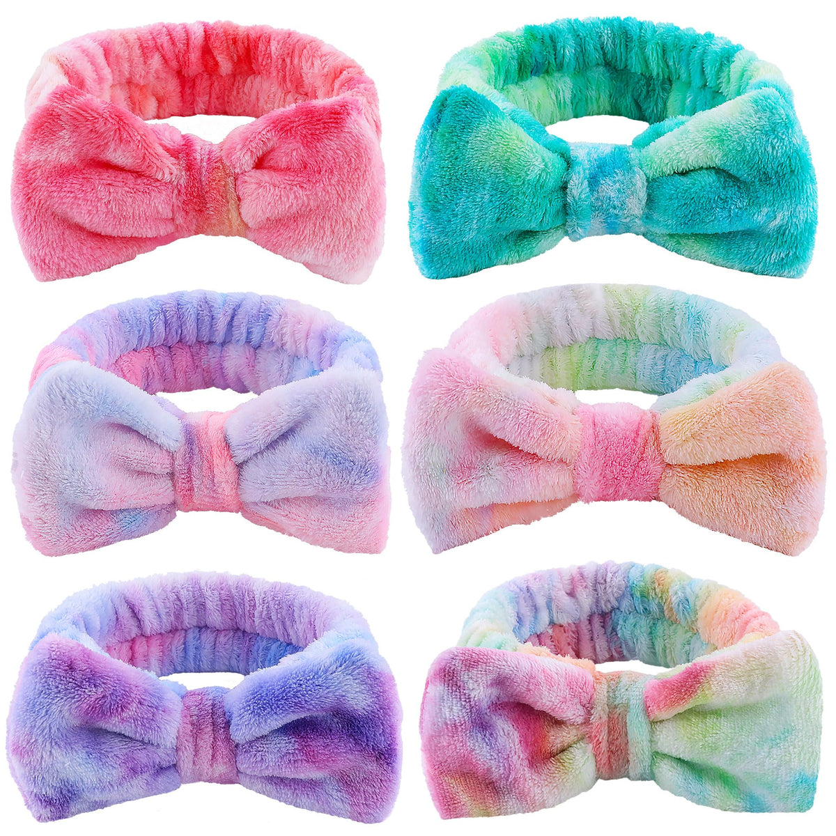 WSYUB Skincare Headband Set 6pcs tie dye colours front view