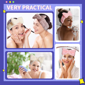 WSYUB Spa Headband in cute pink colour on a bathroom counter