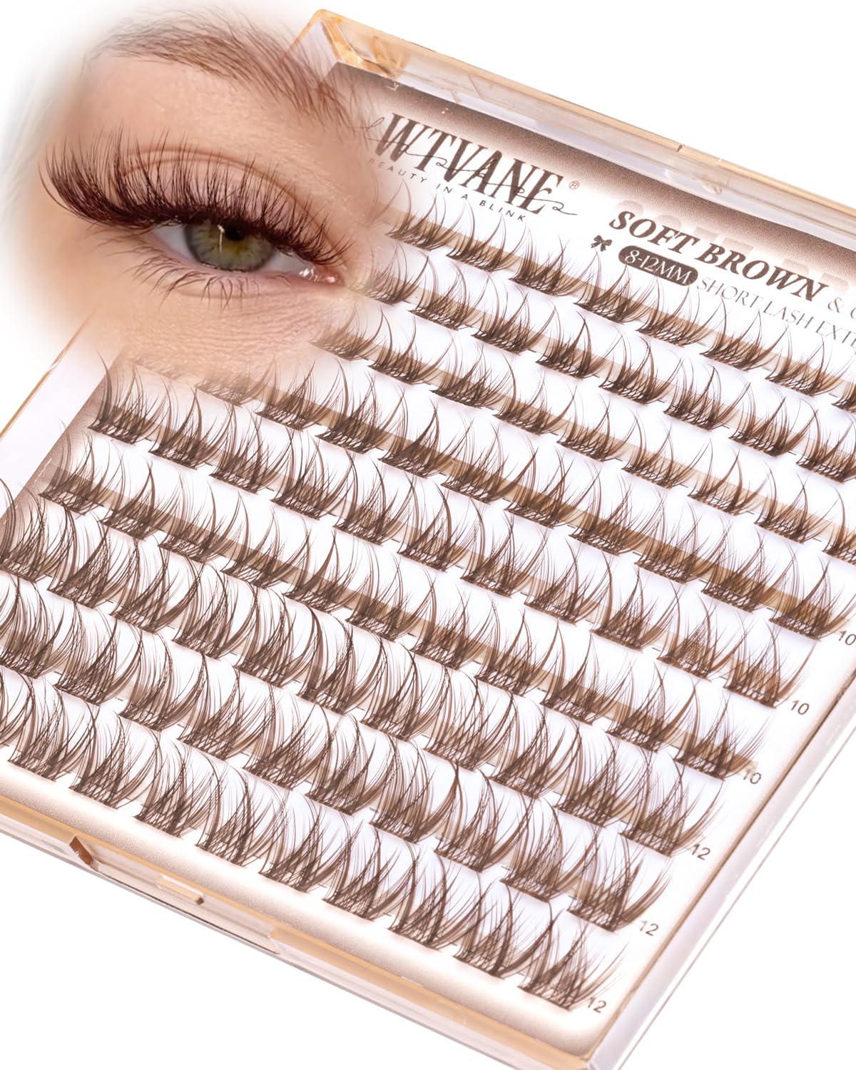 wtvane Brown Lash Clusters front view packaging