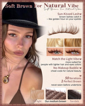 wtvane Brown Lash Clusters on a model's eyes