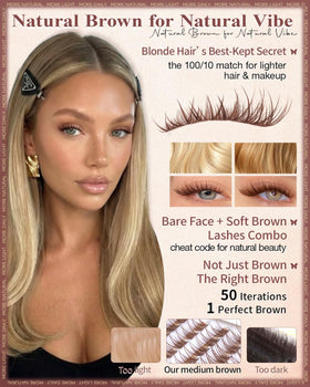 wtvane Brown Lash Clusters on model's eyes