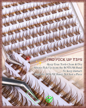 wtvane Brown Lash Clusters thin band detail