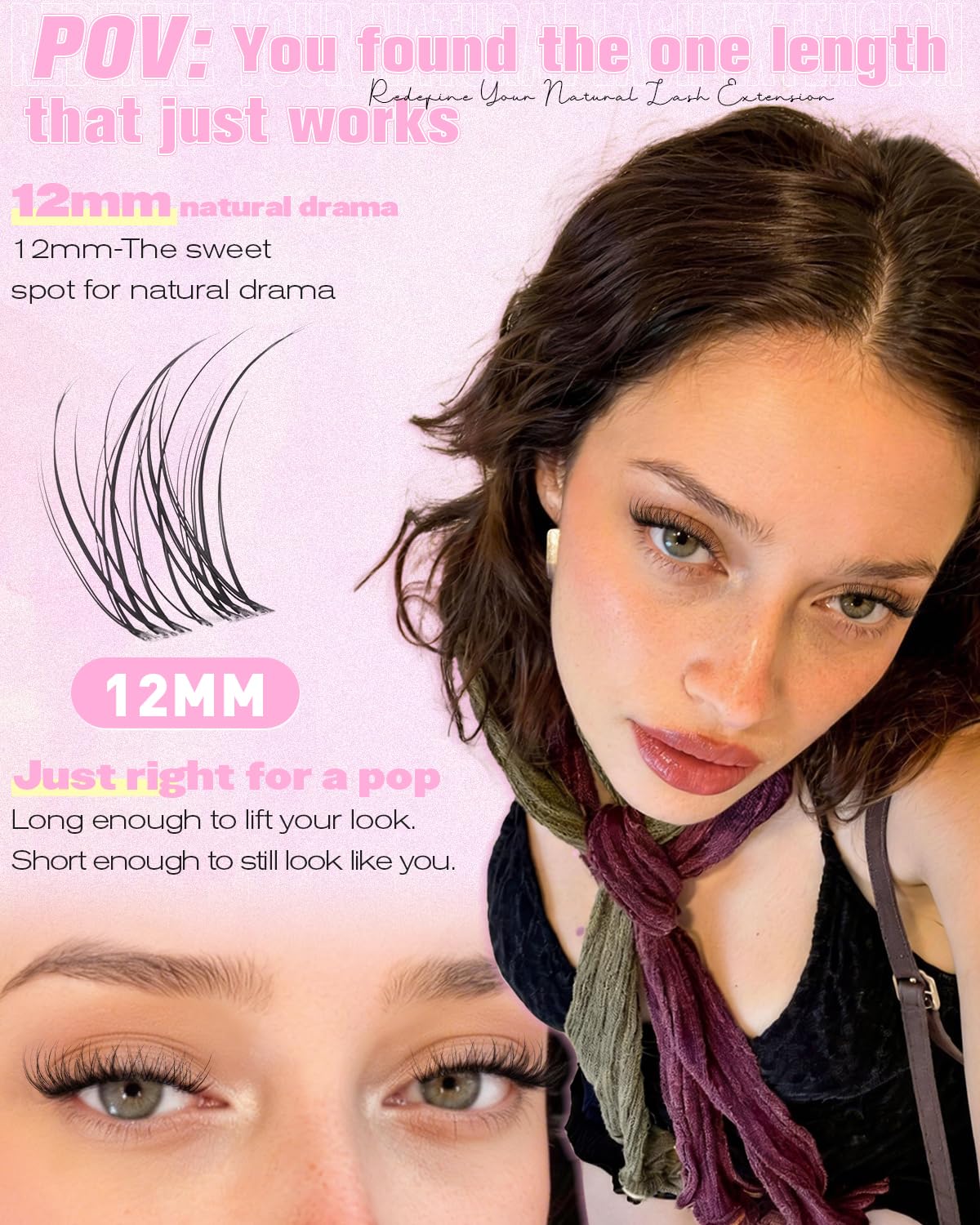 wtvane Natural Lash Clusters displayed in packaging