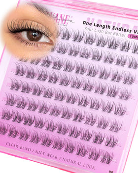 wtvane Natural Lash Clusters front view with clear band
