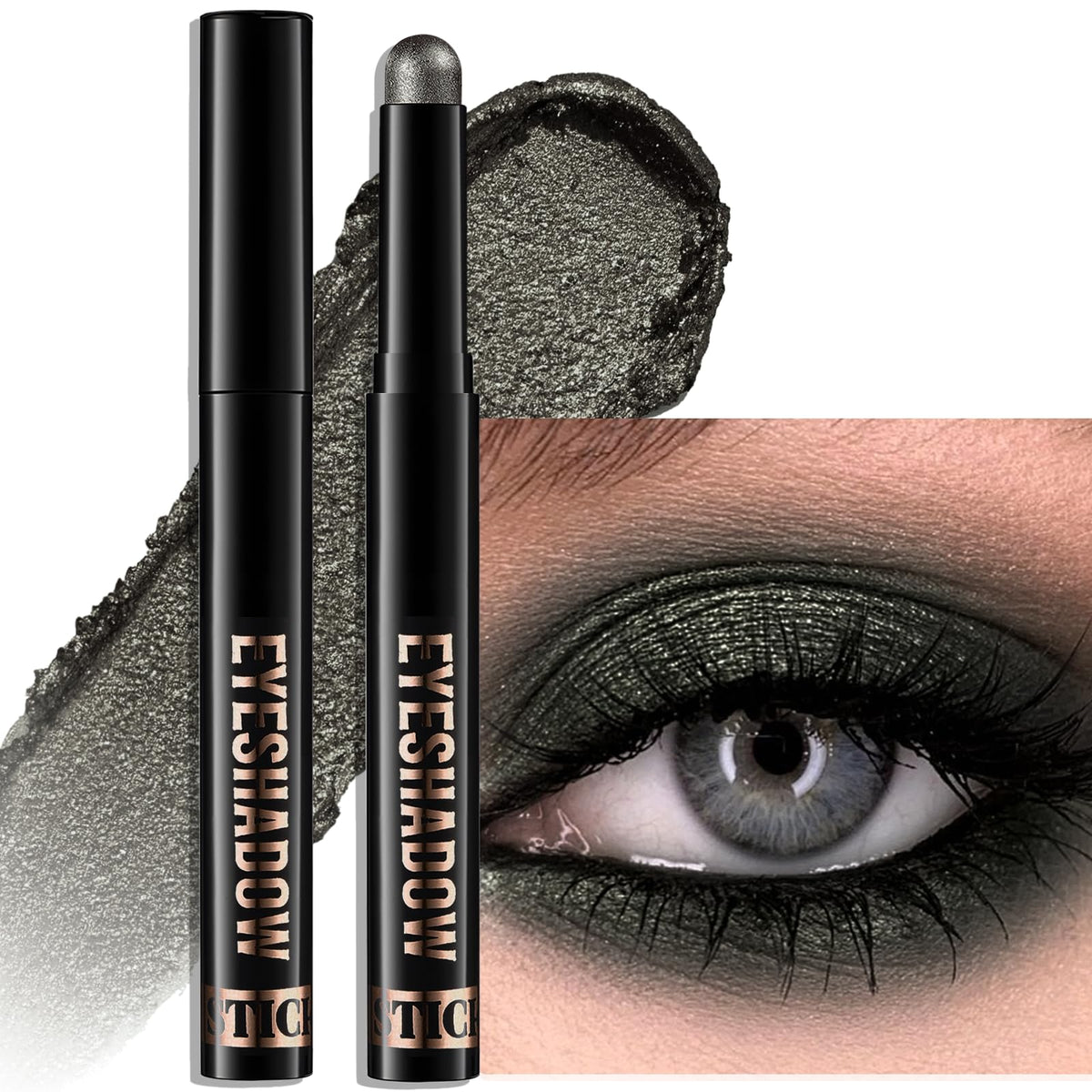 Wugbc Black Eyeshadow Stick front view with shimmer finish