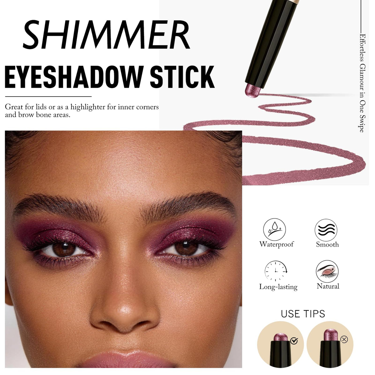 Wugbc Cream Eyeshadow Stick Plum Purple swatch on skin