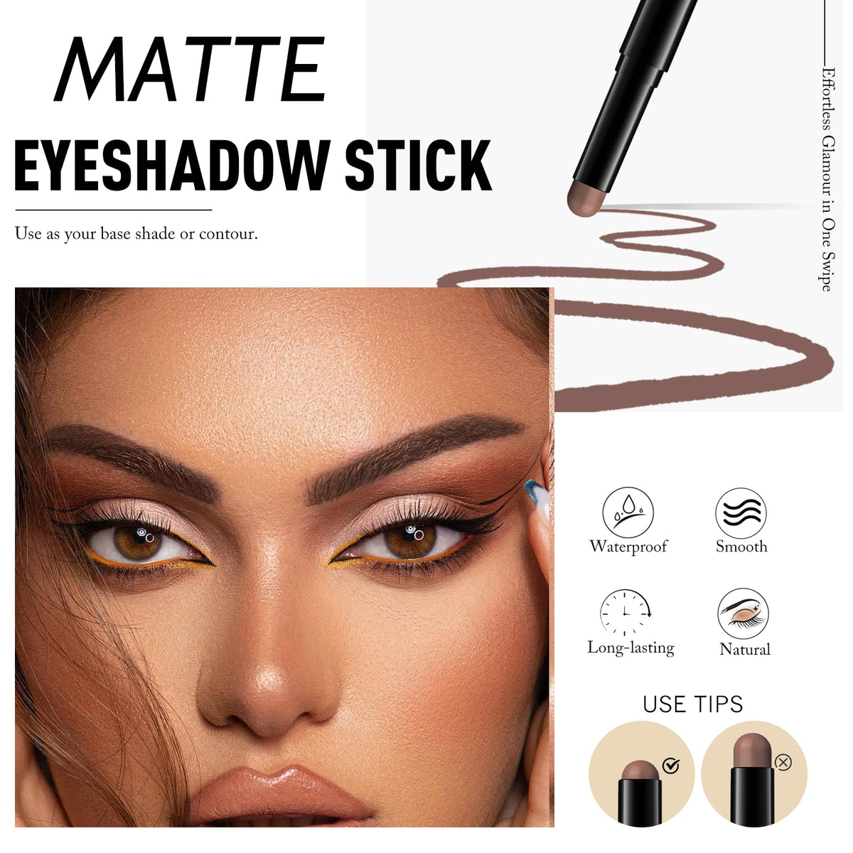 Wugbc Cream Matte Eyeshadow Stick Mocha Brown swatch on skin