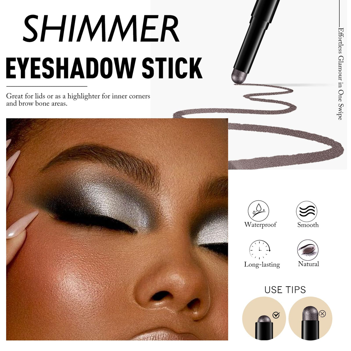 Wugbc Dark Taupe Shimmer Eyeshadow Stick swatch on skin