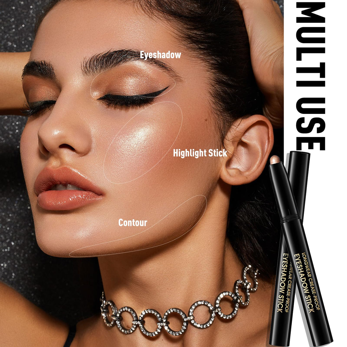 Wugbc Eyeshadow Stick Caramel in travel makeup bag