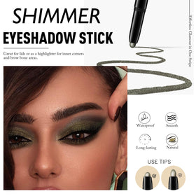Wugbc Eyeshadow Stick Green applied on eyelid for vibrant colour