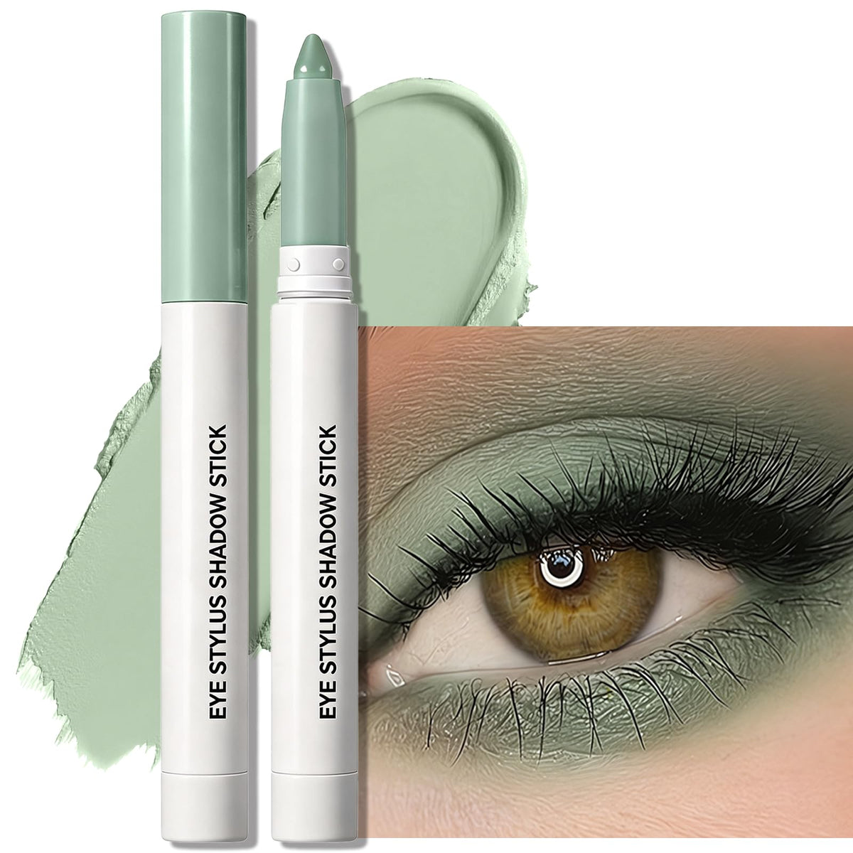 Wugbc Green Eyeshadow Stick front view with matte finish
