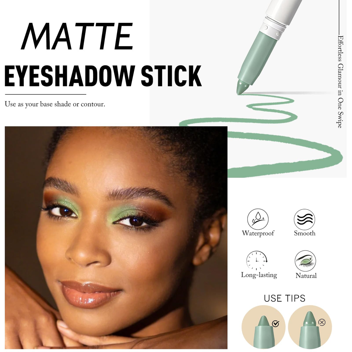 Wugbc Green Eyeshadow Stick swatch on skin